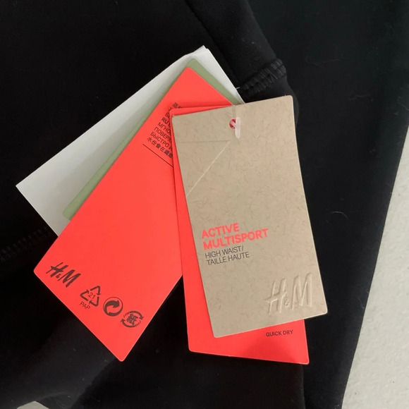 H&M Sport Tights Leggings Size Small Black High Waist Yoga NWT - Picture 4 of 6